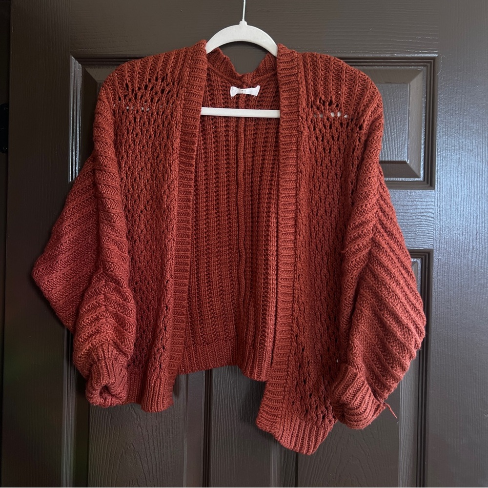 Elodie Terracotta Rust Open-Front Cardigan